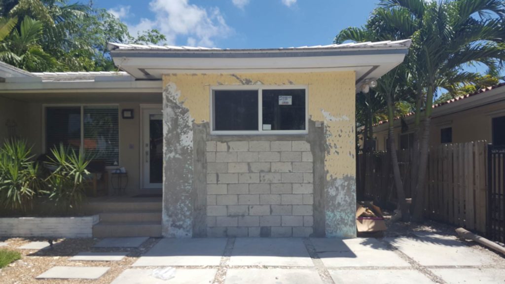 Garage Door being blocked up with window installation