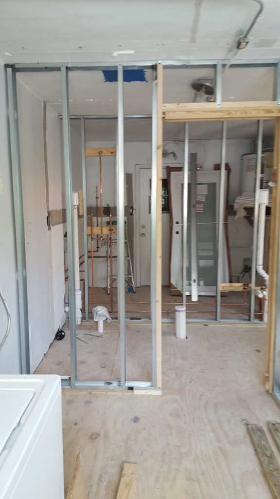 Interior partition framing for bathroom & closet