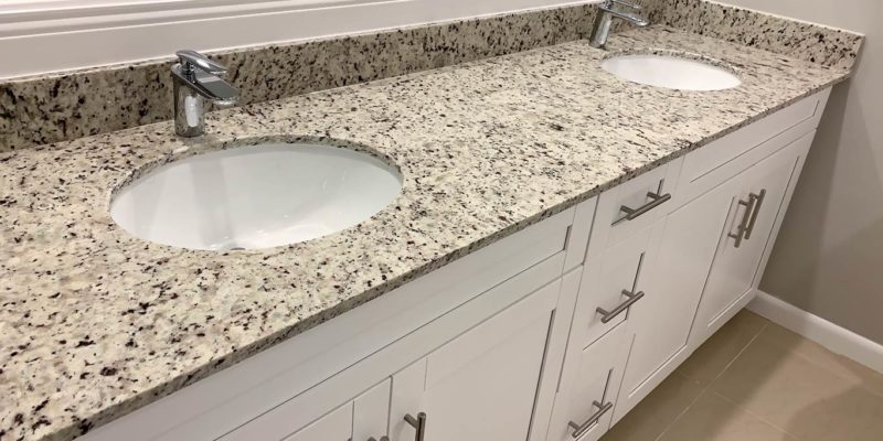 New double vanity and porcelain tile floors