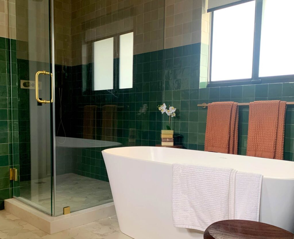 Freestanding tub and shower enclosure