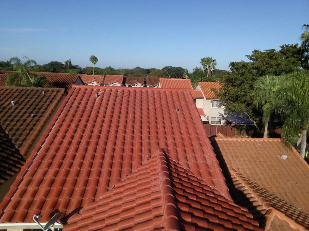 Drone view of 2 story home with new Barcelona 900 roof tiles