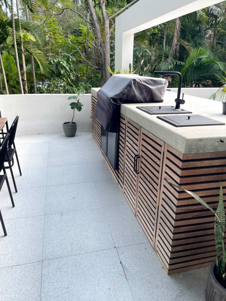 Completed rooftop kitchen and dining area